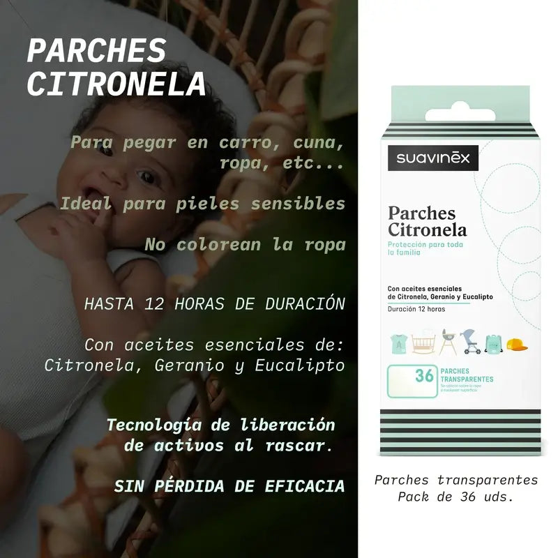 Suavinex Citronella Mosquito Repellent Patches, 36 unités