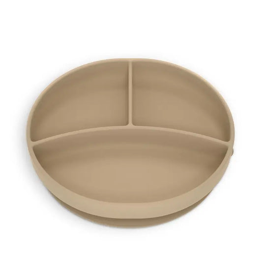 Suavinex Assiette en silicone avec ventouse et divisions, +6 mois, beige