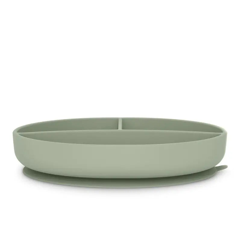 Suavinex Assiette en silicone avec ventouse et divisions, +6 mois, vert