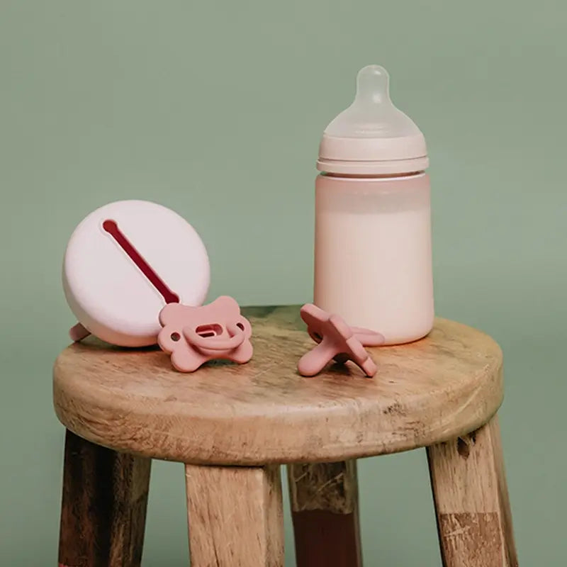 Suavinex Porte-sucette en silicone avec poignée, +0 mois, Fuchsia