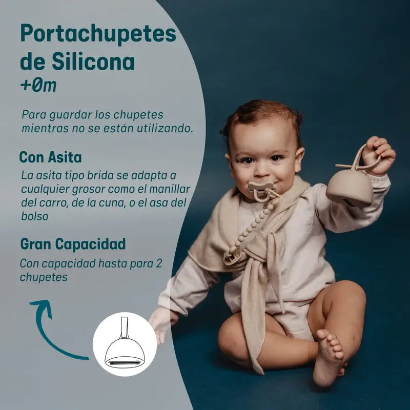 Suavinex Porte sucette en silicone avec poignée, +0 mois, eau de rose