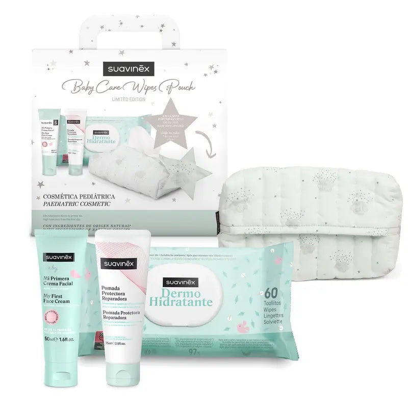 Suavinex Newborn Gift With Cloth Towelette Holder, Blue (Cadeau pour nouveau-né avec porte-serviette en tissu)