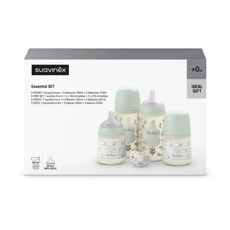 Suavinex Biberons et sucettes - Set cadeau rose +0M Birdies Green