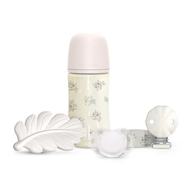 Suavinex Gift Set Sucette + Sucette + Biberon 270 Ml (M) + Jouet d'éveil, Rose