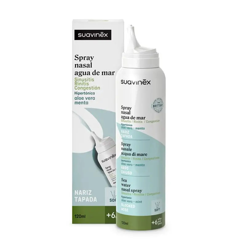 Suavinex Spray décongestionnant nasal à l'eau de mer +6A, 120 ml