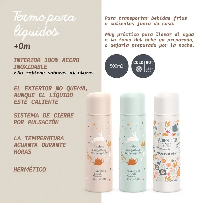 Thermos liquide Suavinex 500 Ml, Fleurs du pays des merveilles