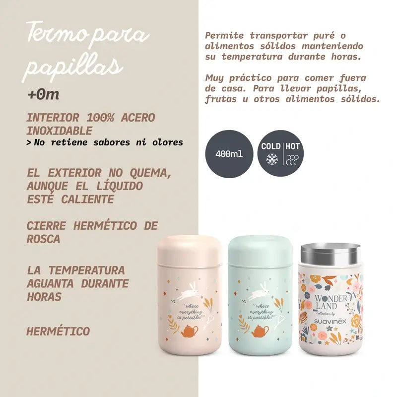 Suavinex Papillero Thermos 400 Ml, Wonderland Flowers
