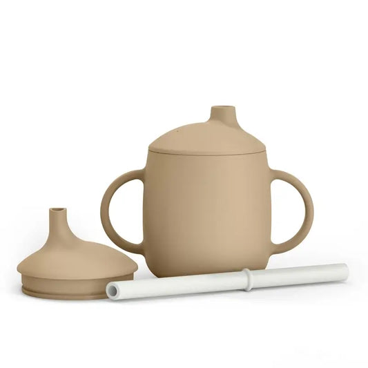 Suavinex Tasse d'apprentissage 3-en-1 en silicone, +6 mois, Beige