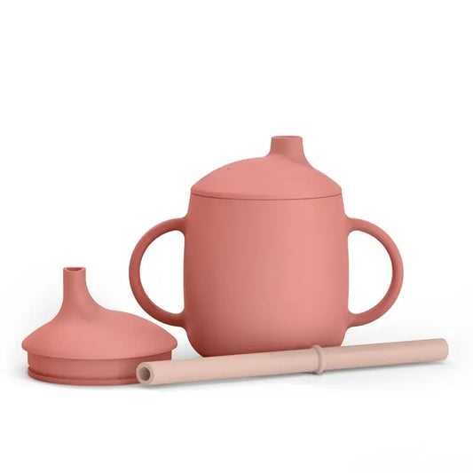 Suavinex Tasse d'apprentissage 3-en-1 en silicone, +6 mois, rose
