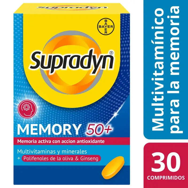 Supradyn Memory 50+ Vitamines, Minéraux et Energie avec Ginseng, 30 Comprimés