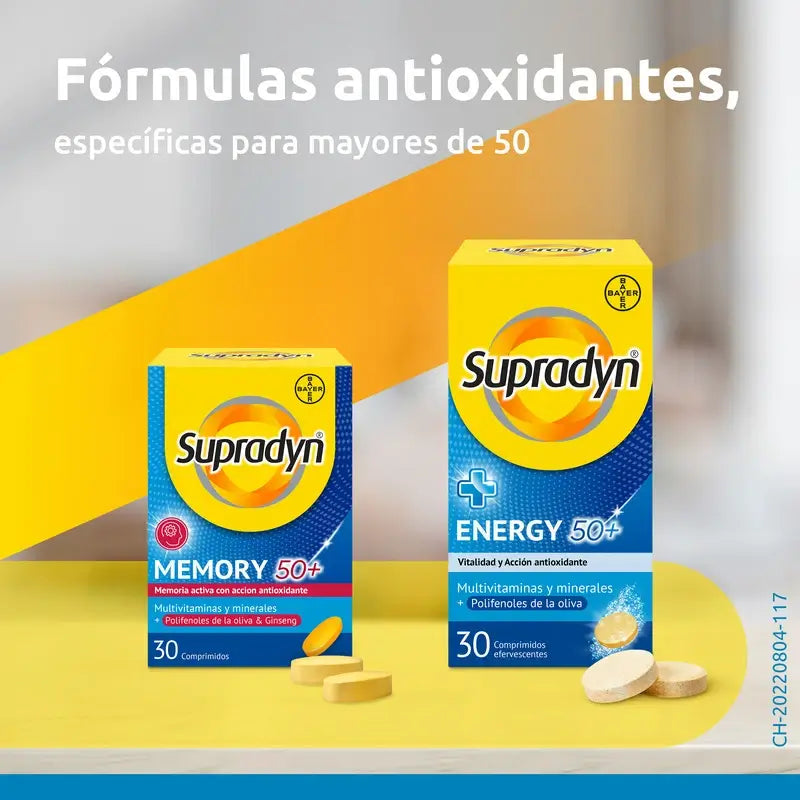 Supradyn Memory 50+ Vitamines, Minéraux et Energie avec Ginseng, 30 Comprimés