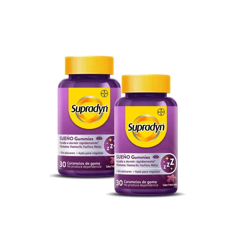 Supradyn Sommeil et Sérénité : bonbons gélifiés à la mélatonine et à la vitamine B6, lot de 2 x 30 bonbons