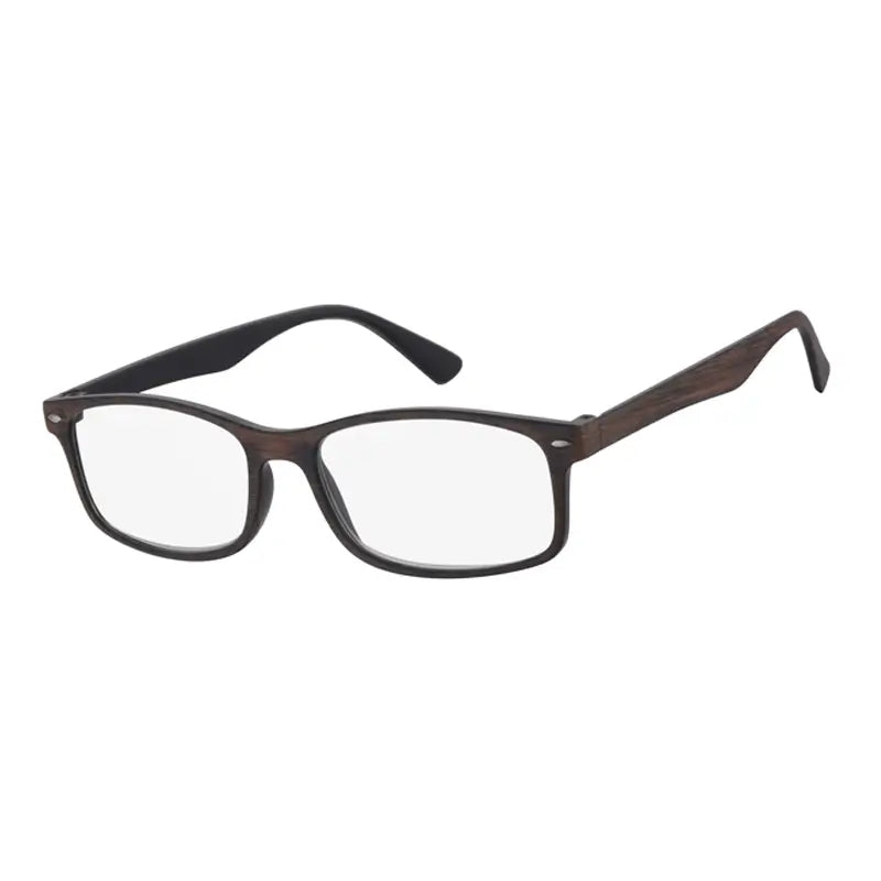 Surgicalmed Euro Optics Iris Lunettes de lecture pour presbytes (intérieur noir, extérieur en bois marron mat, bordures en nickel) (+1.50)