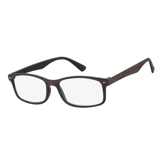 Surgicalmed Euro Optics Iris Lunettes de lecture pour presbytes (intérieur noir, extérieur en bois marron mat, bordures en nickel) (+2.50)