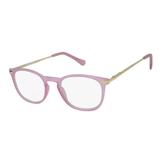Surgicalmed Euro Optics Lunettes de Lecture Presbytie Légère (Rose Mat Transparent & Branches Or) (+3.00) Rose Mat Transparent & Branches Or, 1 pièce