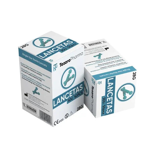 Surgicalmed Tezaro Pharma Tezaro Pharma Lancettes stériles pour test de glycémie - Boîte de 50 pcs, 50 pcs.