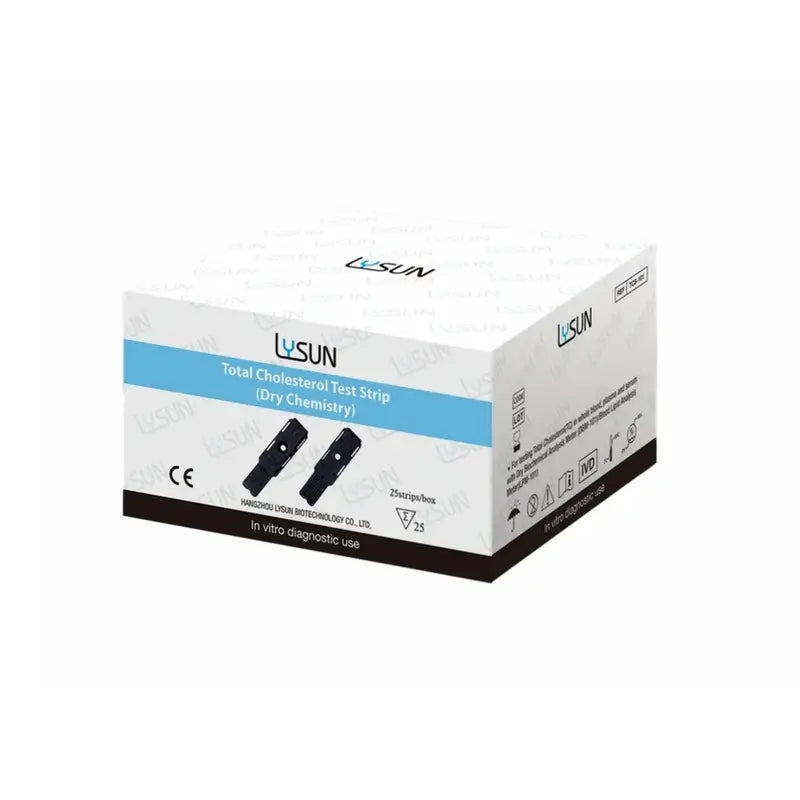 Bandelettes et tubes de test de cholestérol total Surgicalmed, 25 bandelettes + 25 tubes