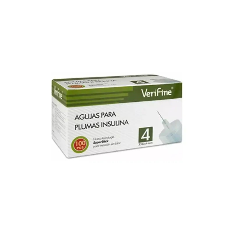 Surgicalmed Verifine Insulin Pen Needles 33G X 4 Mm - Boîte de 100 pcs, 100 pcs.