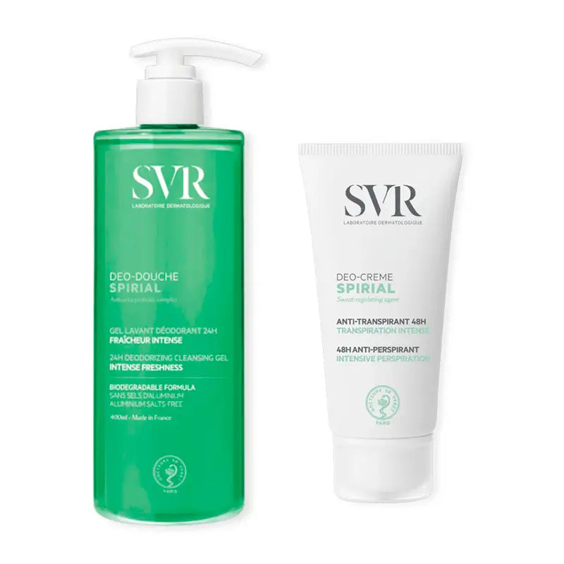Svr Pack Spirial Déodorant Gel Douche Antiperspirant, 400 Ml + Spirial Déodorant Crème Antiperspirant 48H, 50 Ml