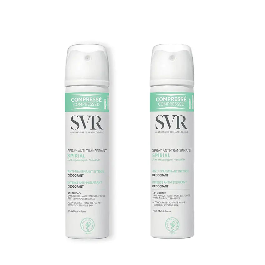 SVR Spirial Déodorant Antiperspirant Peau Sensible Spray, 2x75 ml