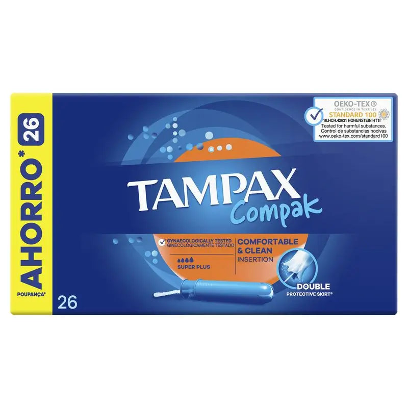 Tampax Compak Super Plus Tampons Avec Applicateur , 26 unités