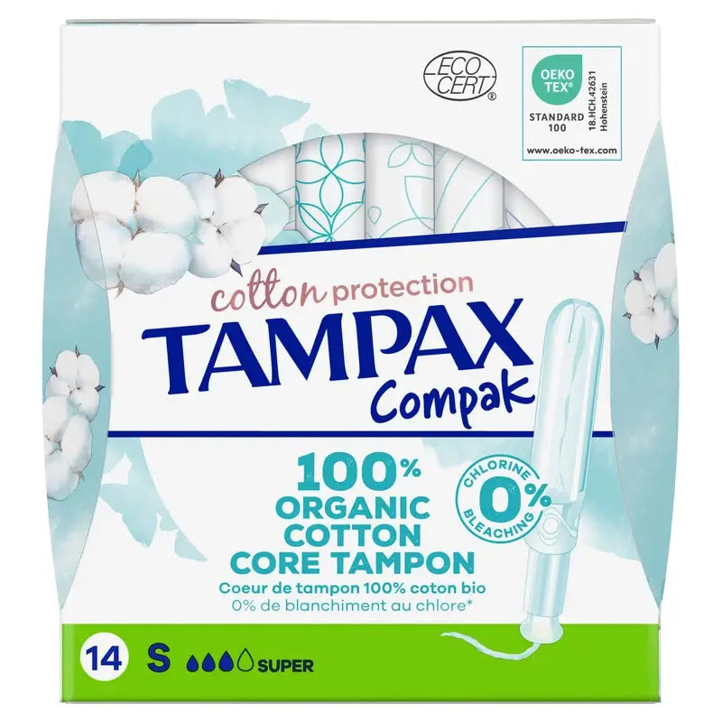 TAMPAX Coton Protection Super Tampons avec Applicateur 16 pcs.