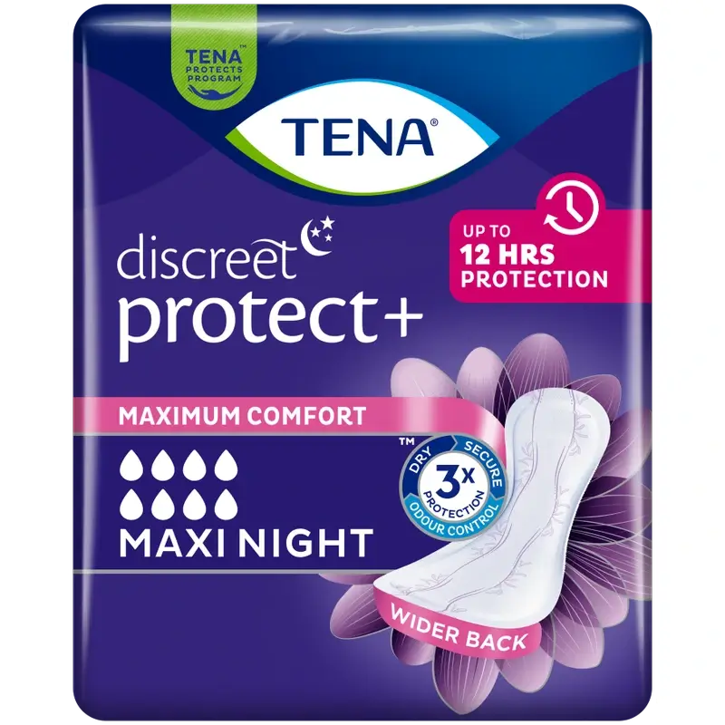 Tena Discreet Compress Maxi Night, 12 unités