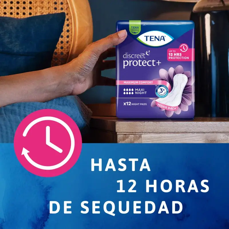 Tena Discreet Compress Maxi Night, 12 unités