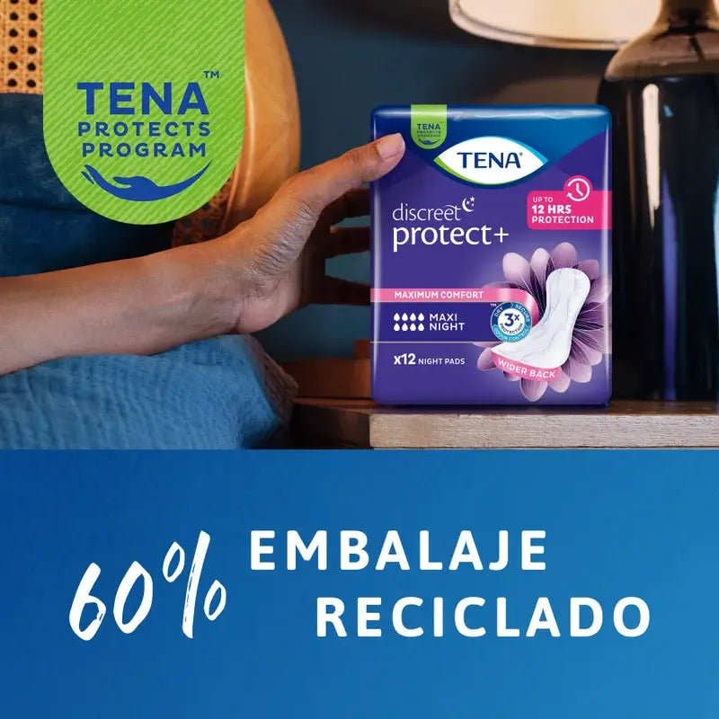 Tena Discreet Compress Maxi Night, 12 unités