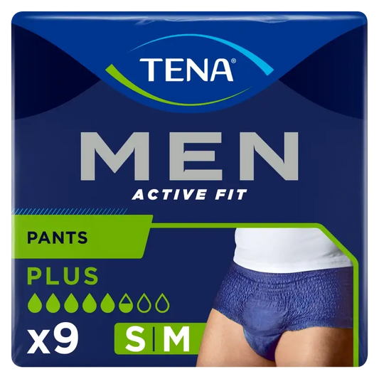 Tena Hommes Pantalon Actif Taille S-M, 9 Pcs.