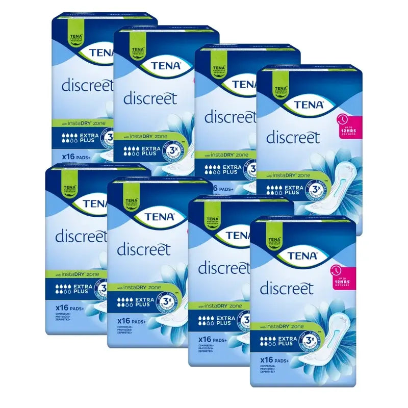 Tena Pack Discreet Extra Plus, 8 X 16 unités