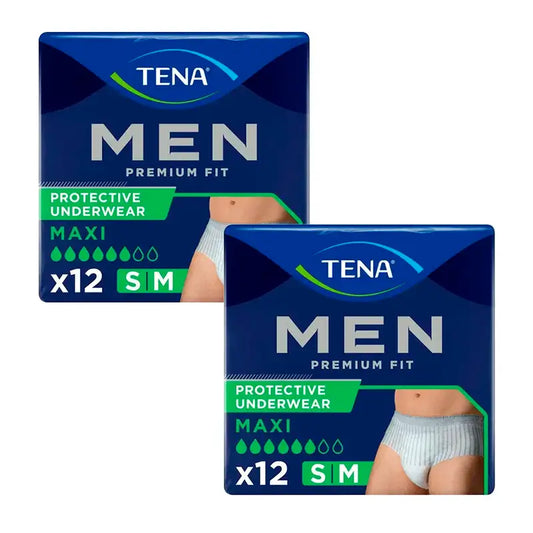 Tena Pack Hommes Pantalon Premium Fit Taille S-M, 2 X 12 Unités