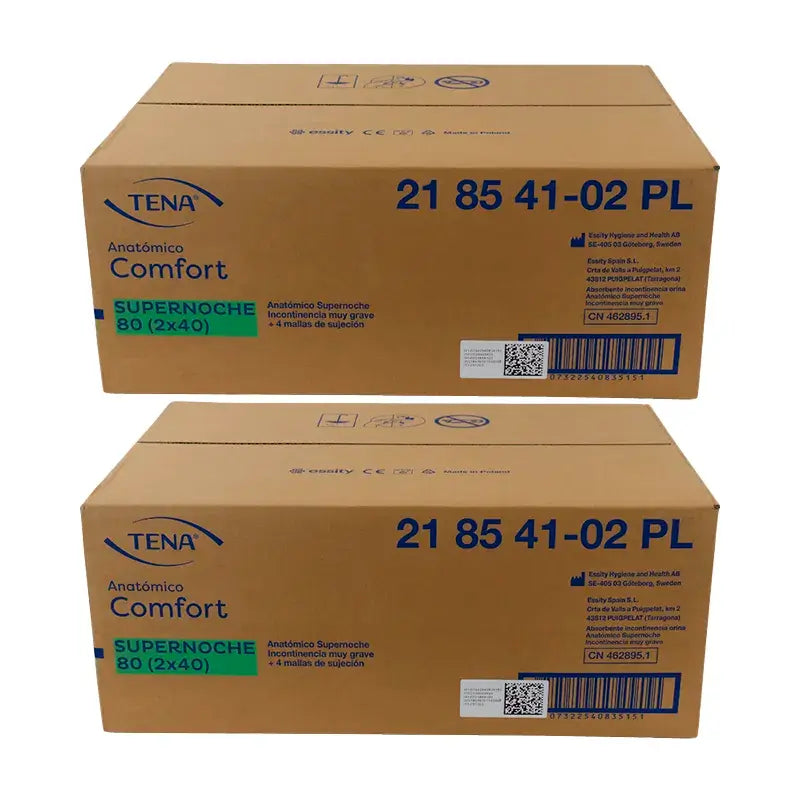 Tena Anatomical Nappy Pack Super Night Nappy One Size, 2 X 80 unités