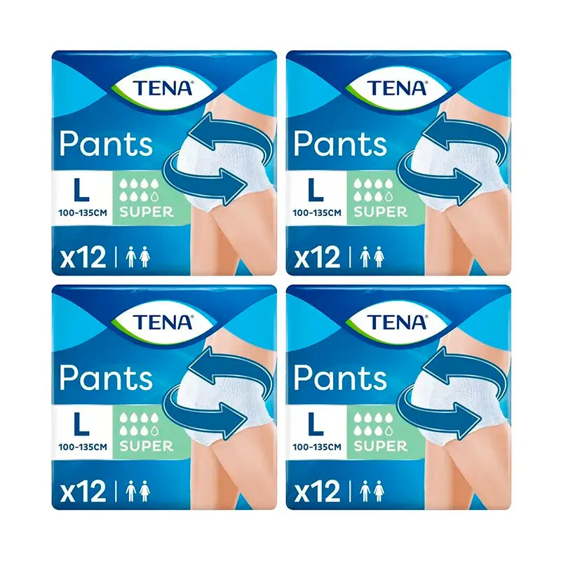 Tena Pack Pants Culotte d'incontinence absorbante Urine légère Très grande taille, 4 X 12 unités