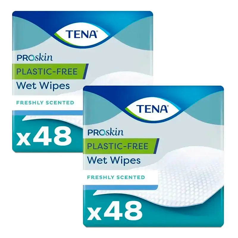 Tena Pack Proskin Lingettes humides sans plastique, 2 X 48 unités