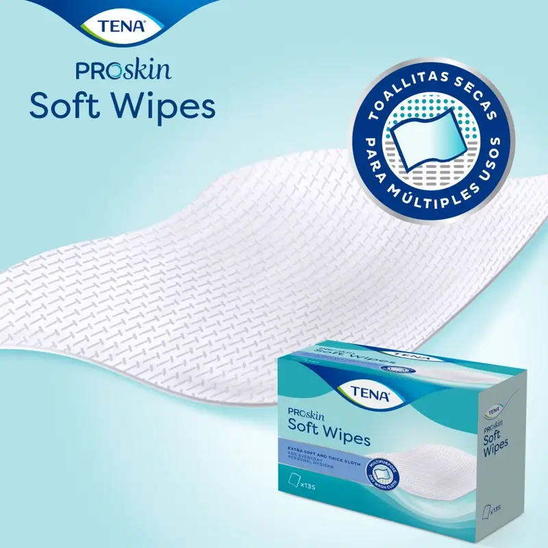 Tena Proskin Dry Towelette, 135 pièces