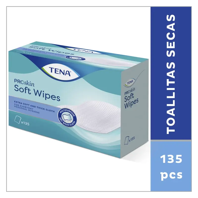 Tena Proskin Dry Towelette, 135 pièces