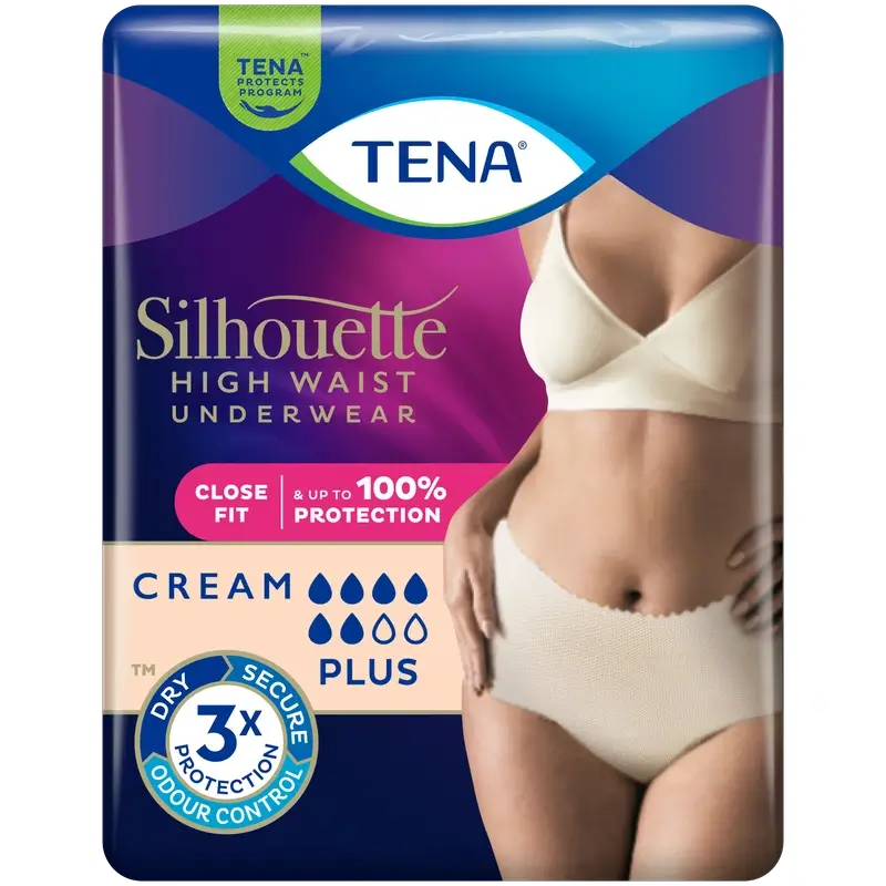Tena Silhouette Large Taille Haute Crème , 8 unités