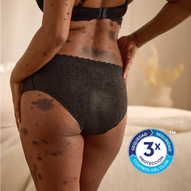 Tena Silhouette Noir Taille Basse Moyenne , 12 unités