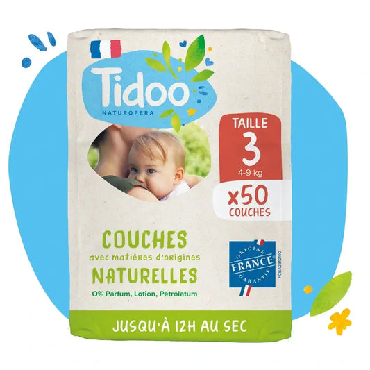Couches Tidoo Taille 3 4/9 Kg Eco0 , 50 unités
