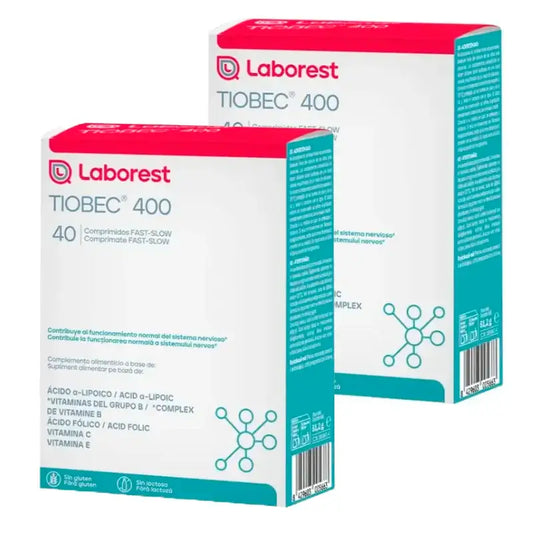 Tiobec 400 Complément alimentaire, paquet de 2 x 40 comprimés Fast-Slow
