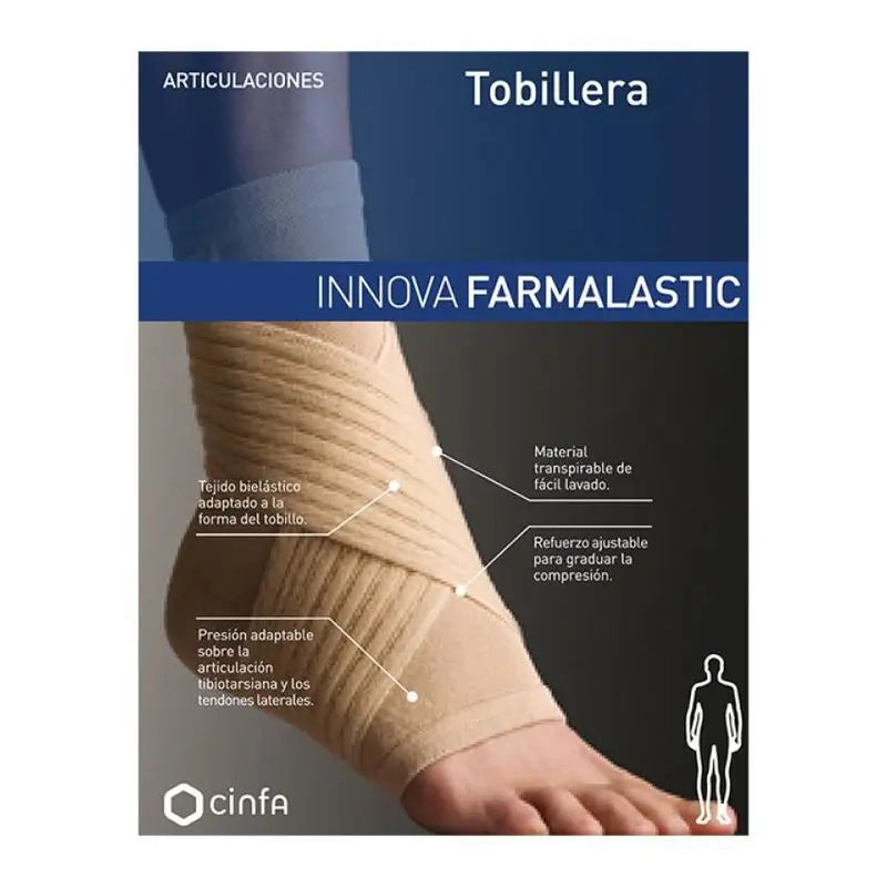 Farmalastic Ankle Support, Large Size Beige