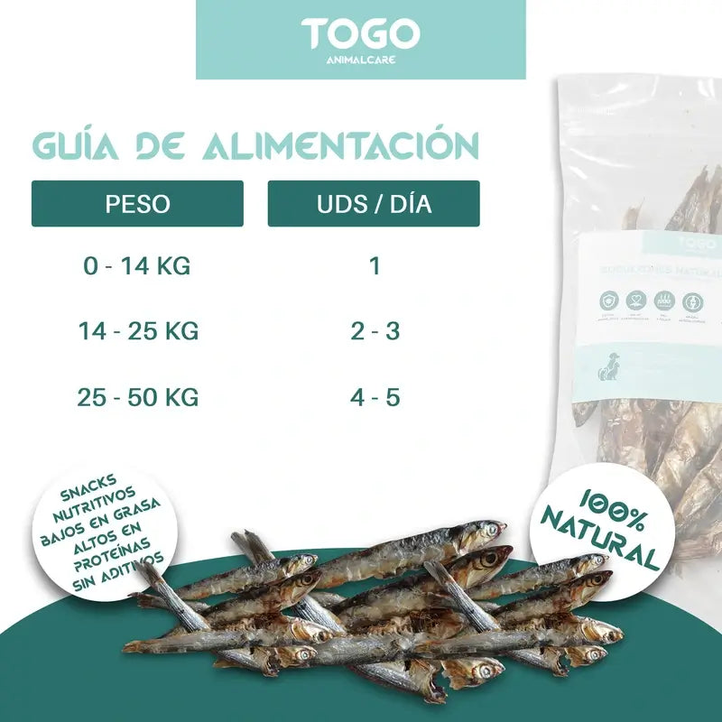 Togo Snack Anchois séchés naturels, paquet de 3 unités