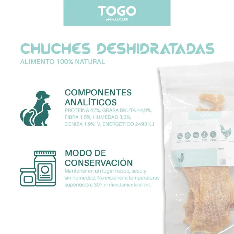 Togo Snack Natural Chicken Strips, paquet de 2 unités