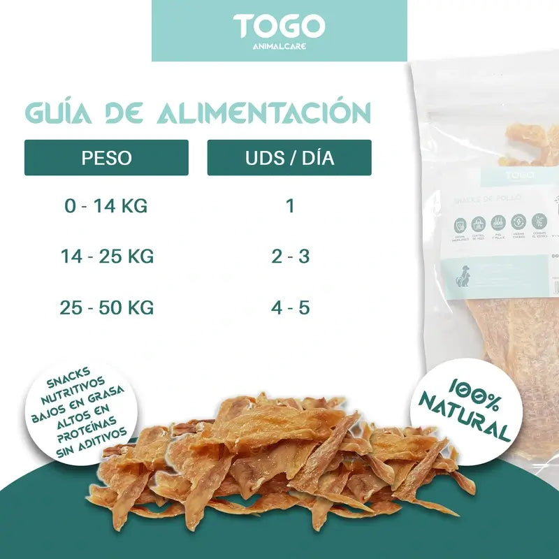 Togo Snack Natural Chicken Strips, paquet de 3 unités