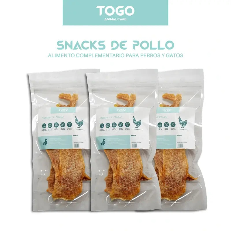Togo Snack Natural Chicken Strips, paquet de 3 unités