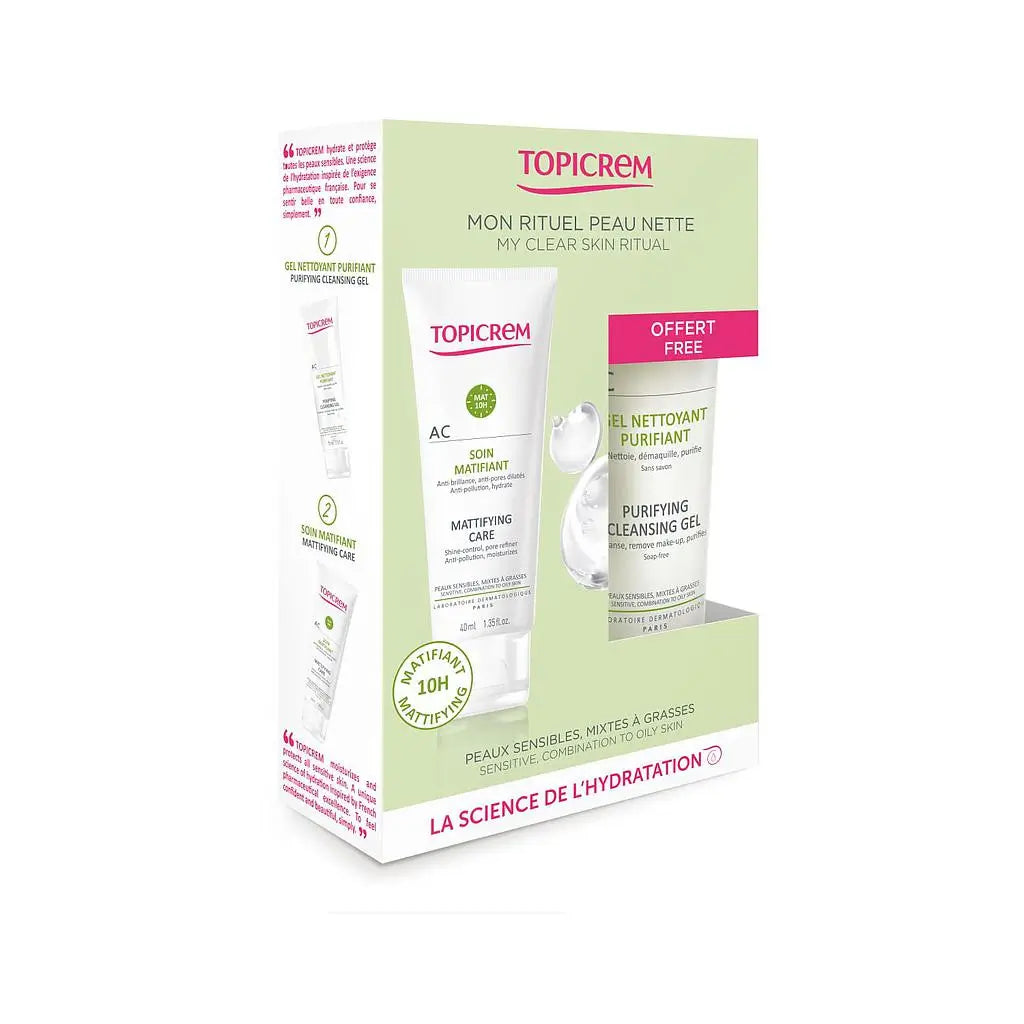 Topicrem Matifying Care 40ml + Purifying Gel 75ml Free Gift