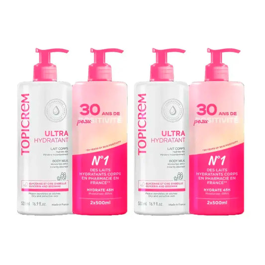 Topicrem Lait hydratant pour le corps, paquet de 4 x 500 ml