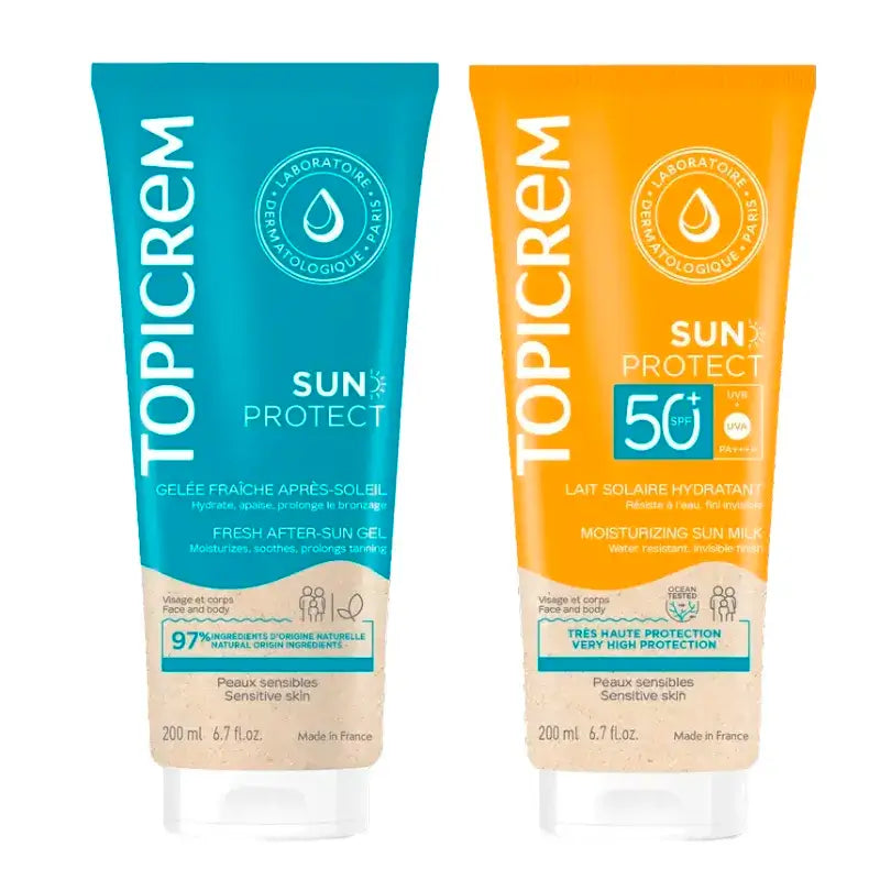 Topicrem Sun Protect SPF50+ Lait solaire + Pack après-soleil hydratant 200 ml