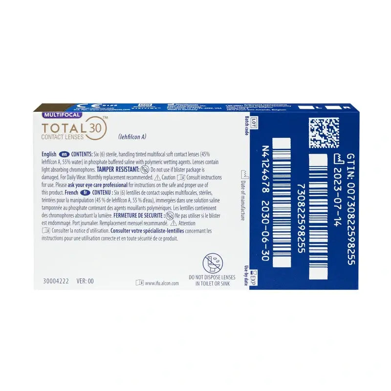 Total30 Lentilles de contact mensuelles multifocales, 6 pièces